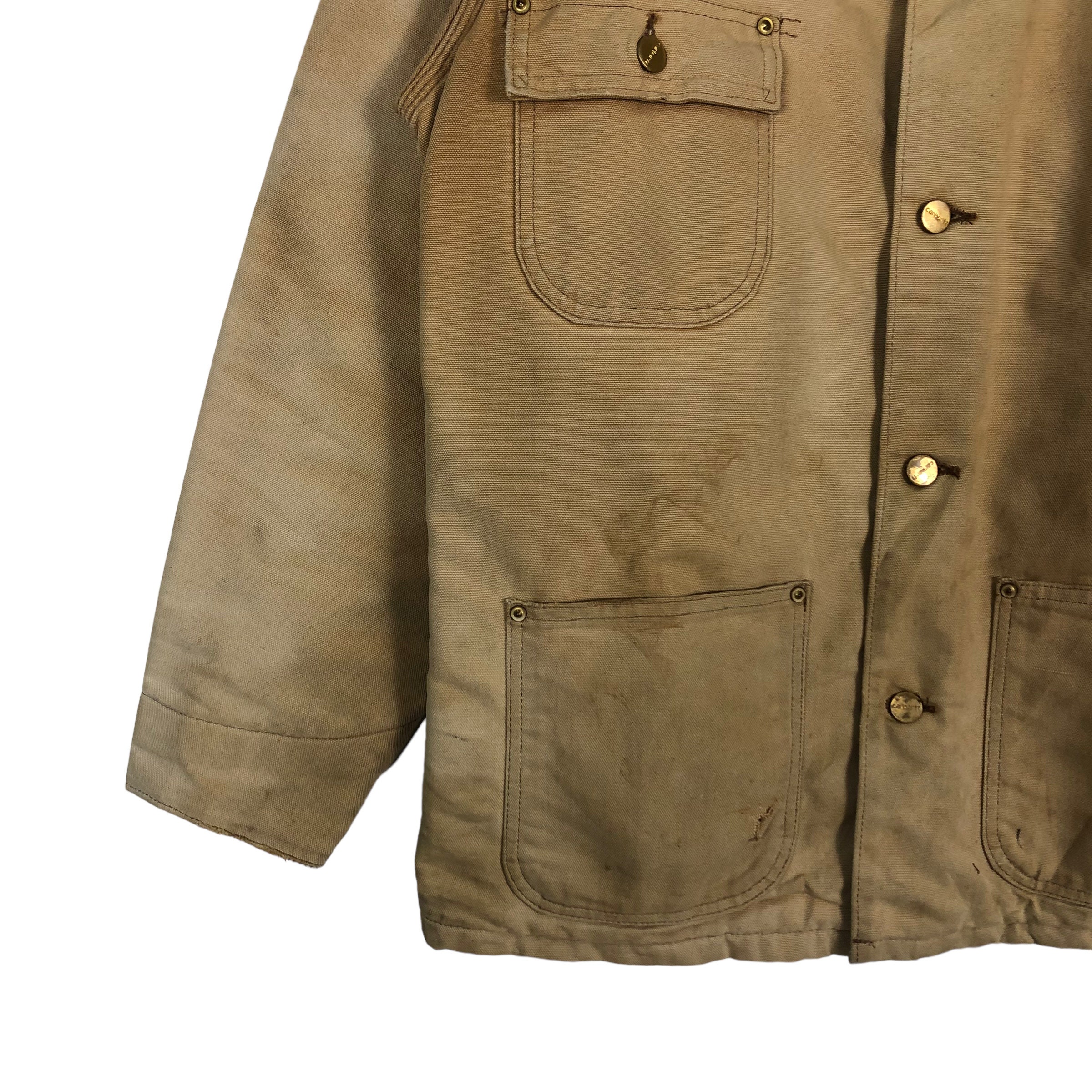 Vintage 90s Carhartt Chore Jacket, Detroit Duck Canvas, Blanket