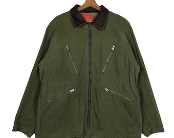 Vintage Avirex USA Military Style Leather Jacket, Cargo Pockets (L)