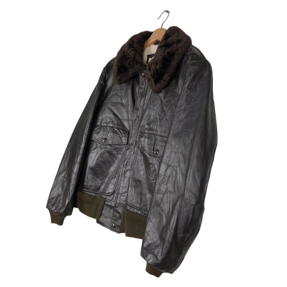 ジャケット・アウター vintage learher bomber jacket black Vintage Black Leather Bomber Jacket, Men's Size L - Etsy