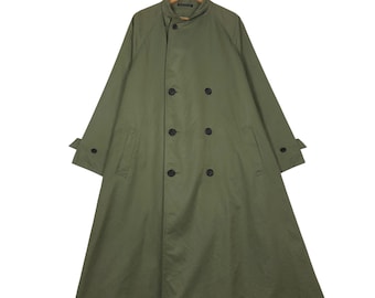 Gabardina verde vintage de Yohji Yamamoto, colección de pasarela