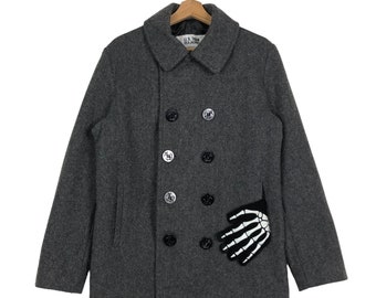 90s Schott Pea coat double black 38 USA製 Vintage 90's Double Breast Wool Jacket U.S.740N Pea Jacket Schott
