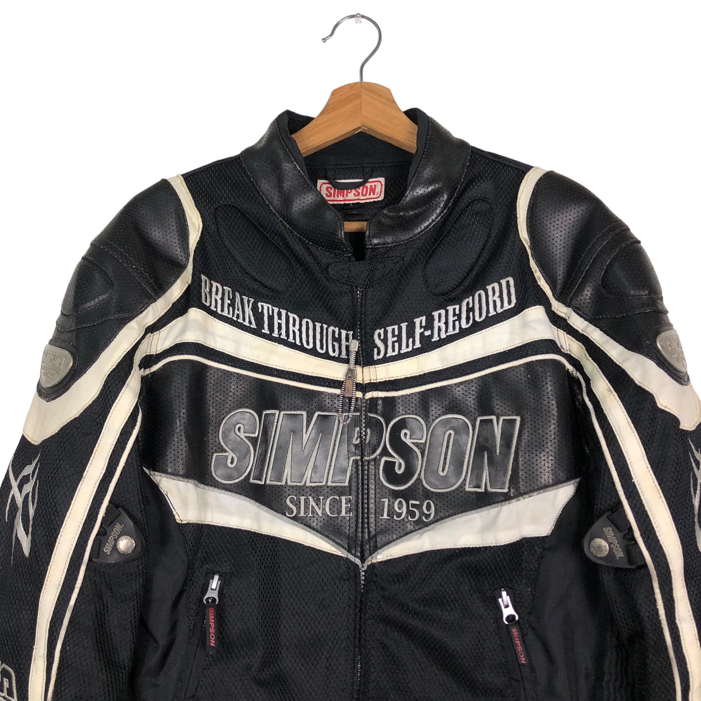 Vintage Biker Jacket With Padding Safety Simpson Racing North