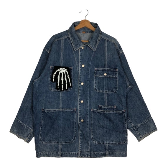 PICK!!! Vintage Denim Chore Worker Jacket Ruff Hewn Cargo Multi 