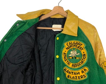 PICK!!! True 80's Vintage Leather Varsity Jacket Dash Sport
