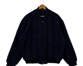 Vintage 80s Comme Des Garcons Homme Wool Herringbone Bomber Jacket, Made in Japan, Medium