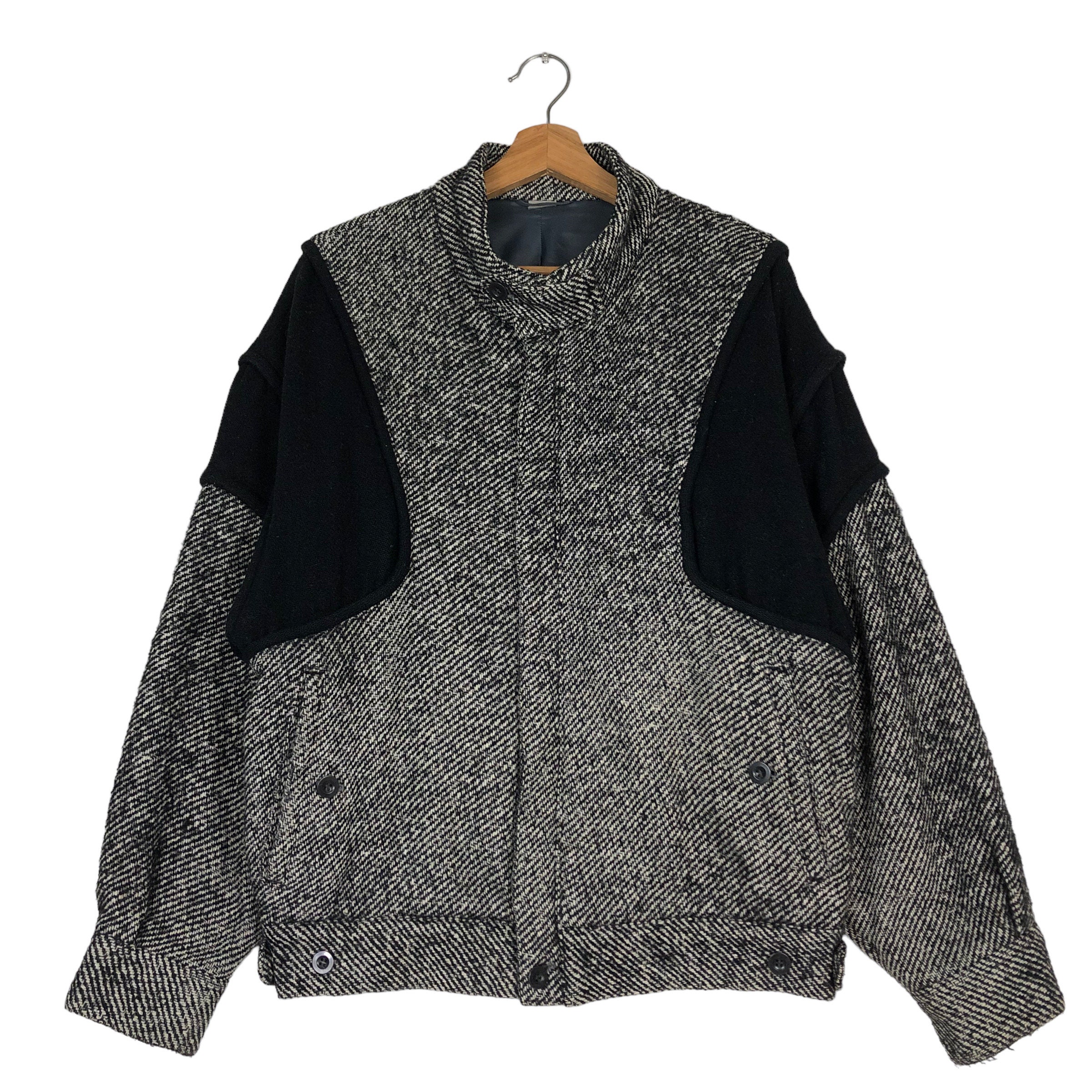 Herringbone Bomber Jacket - Etsy Herringbone Bomber Jacket - Etsy
