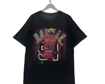トップス 90s USA MURINA DENIS RODMAN L/S t-shirt Vintage 90's Dennis Rodman Larger Than Life White T Shirt