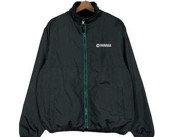 90s YAMAHA 中綿 レーシングジャケット 黒 刺繍ロゴ 一点物 90年代 YAMAHA ヤマハ 企業ロゴ 刺繍 レーシングジャケット メンズL