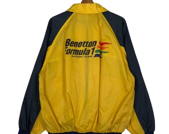 BENETTON F1 イエロー ジャケット PICK!!! Vintage Bomber Jacket Benetton Formula 1 Racing Team