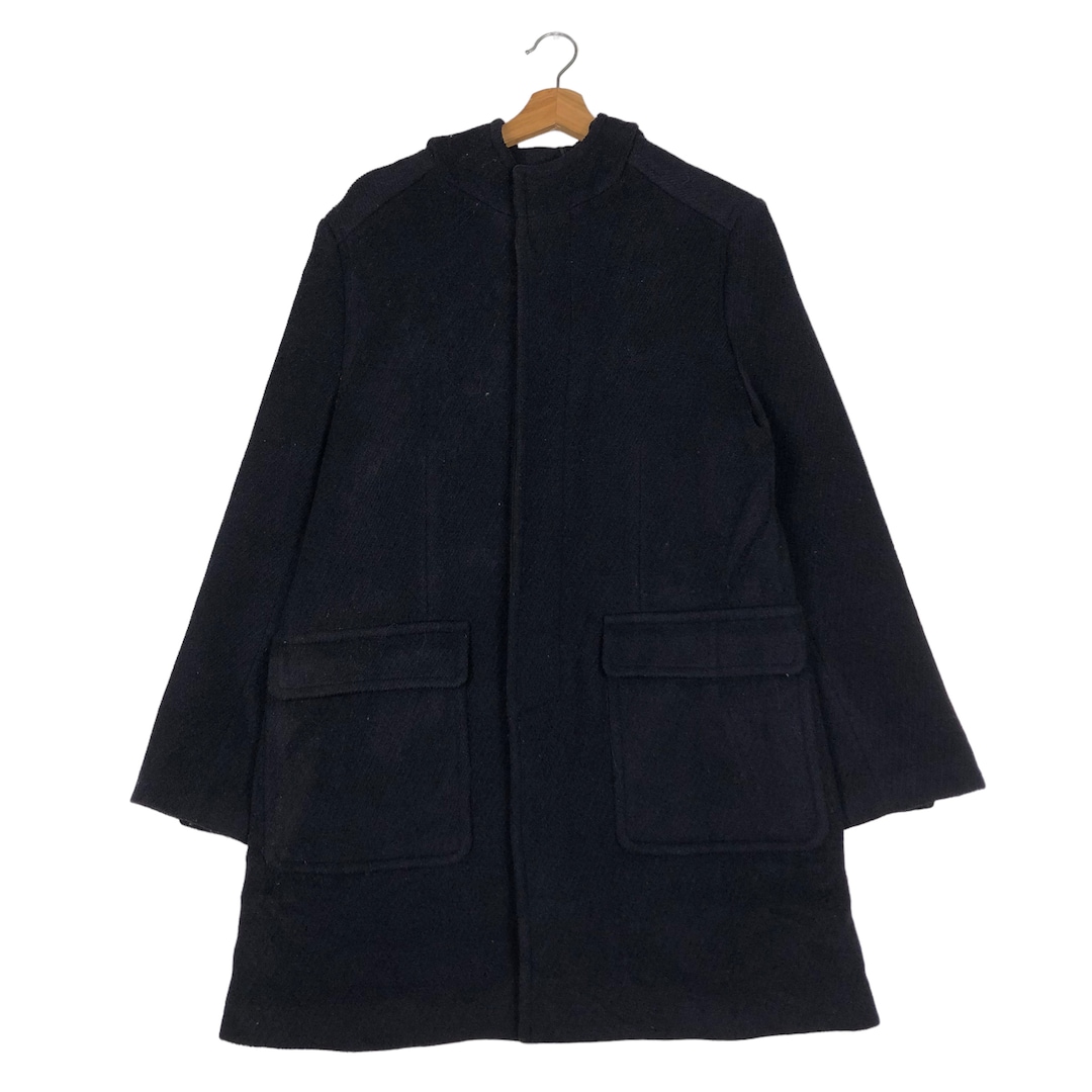 Rich Black - Long Fly Coats Wool Jacket Comme Ca Ism - Etsy
