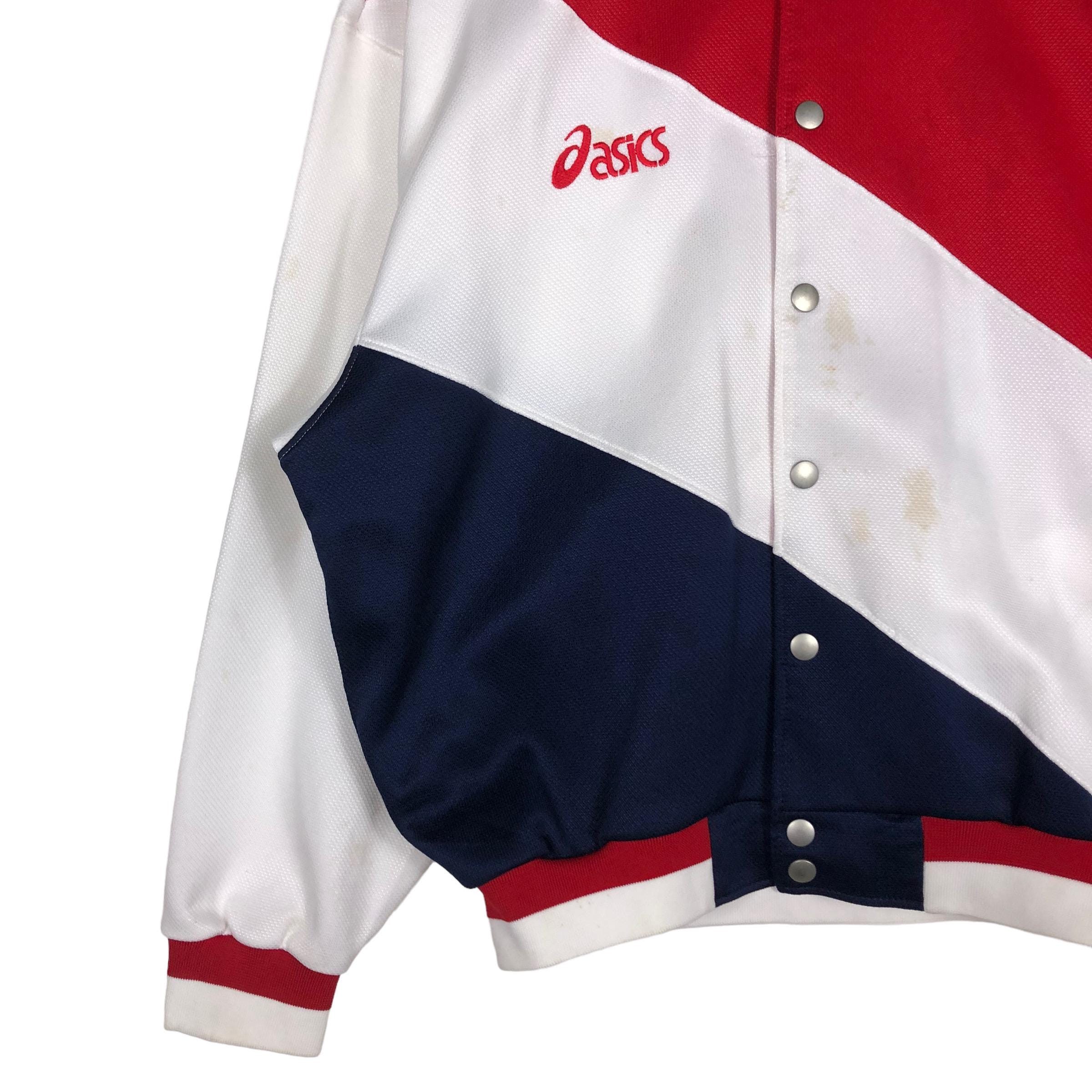 Vintage Bomber Jacket Asics Japan Big Logo Multi Colour Rare