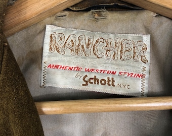 Vintage Schott Rancher Leather Fringe Jacket, Cropped Western