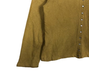 Vintage 90s Agnes B Paris Snap Button Cardigan Brown Made in