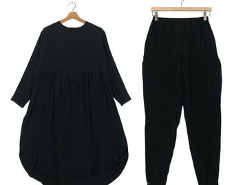 Y's Yohji Yamamoto Black Blouse - Oversized Long Sleeve, Medium One set top and bottom