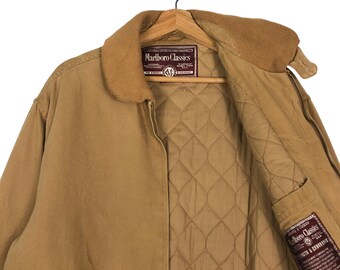 PICK!!! Vintage Marlboro Classics Quilted Jacket Brown Field Coat