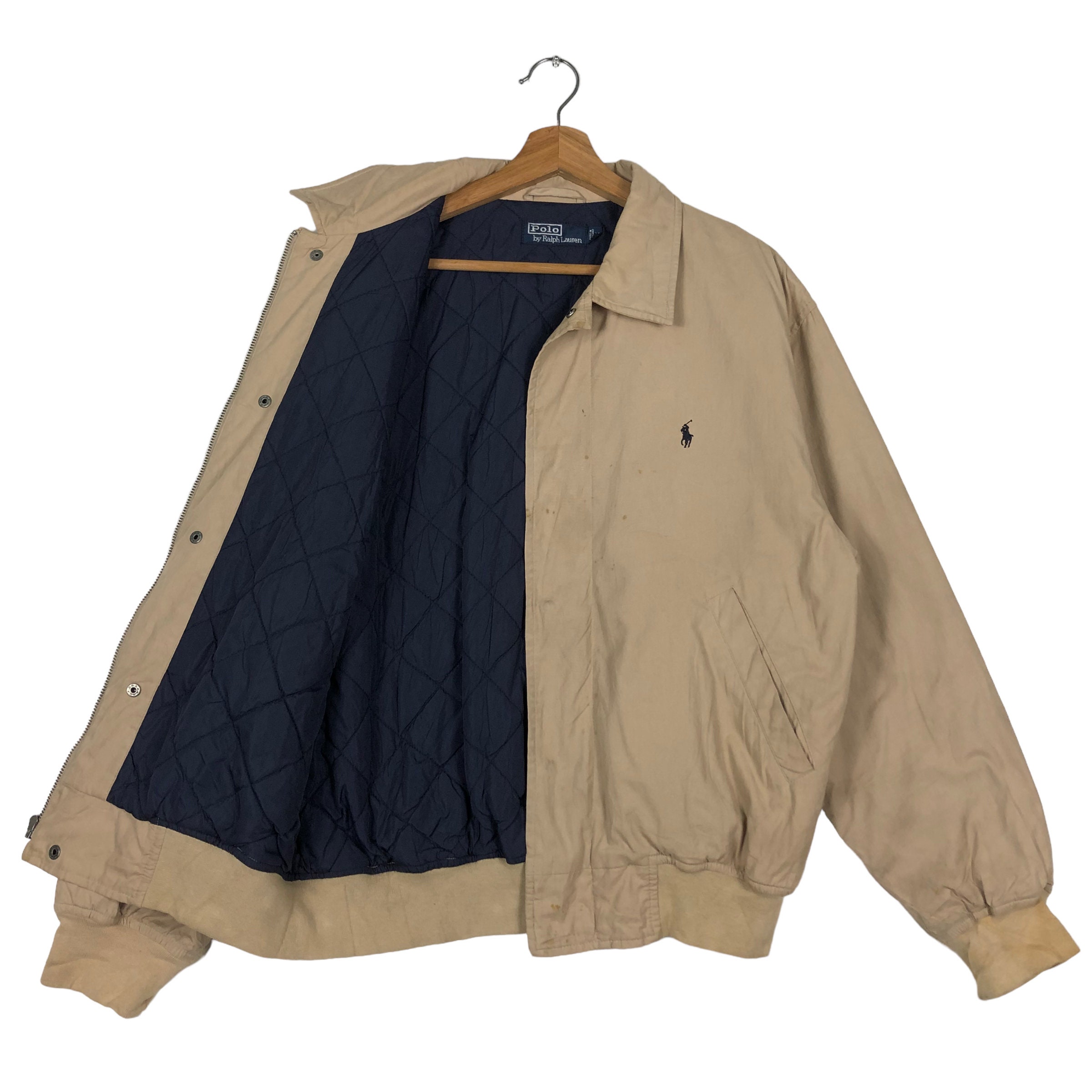90s Polo Ralph Lauren コットン ボンバージャケット L Polo Ralph Lauren コットンボンバージャケット - ネイビー