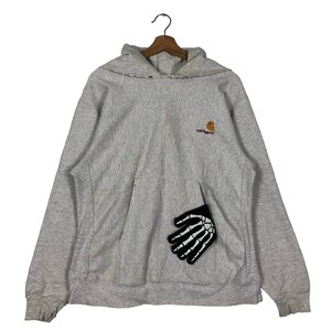 PICK!!! Vintage Detroit Carhartt WIP Workers Hoodie Big Logo Pull Over Very Rare Seditionaries Design