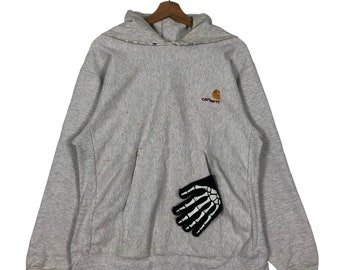 Vintage Carhartt WIP Hoodie, Skeleton Hand Appliqué (M)
