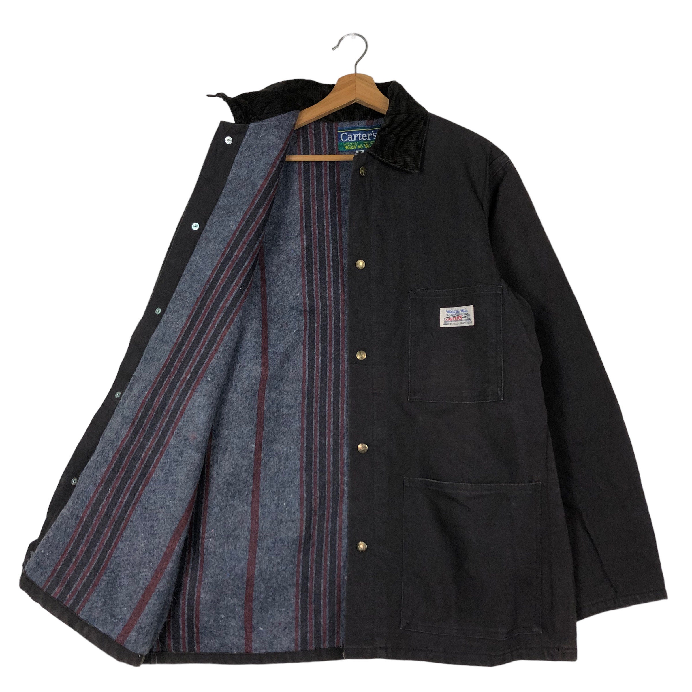40s USA製 CARTERS Vintage Pin Hickory JKT Vintage Hickory Chore Jacket Carter's USA Blanket Lining - Etsy