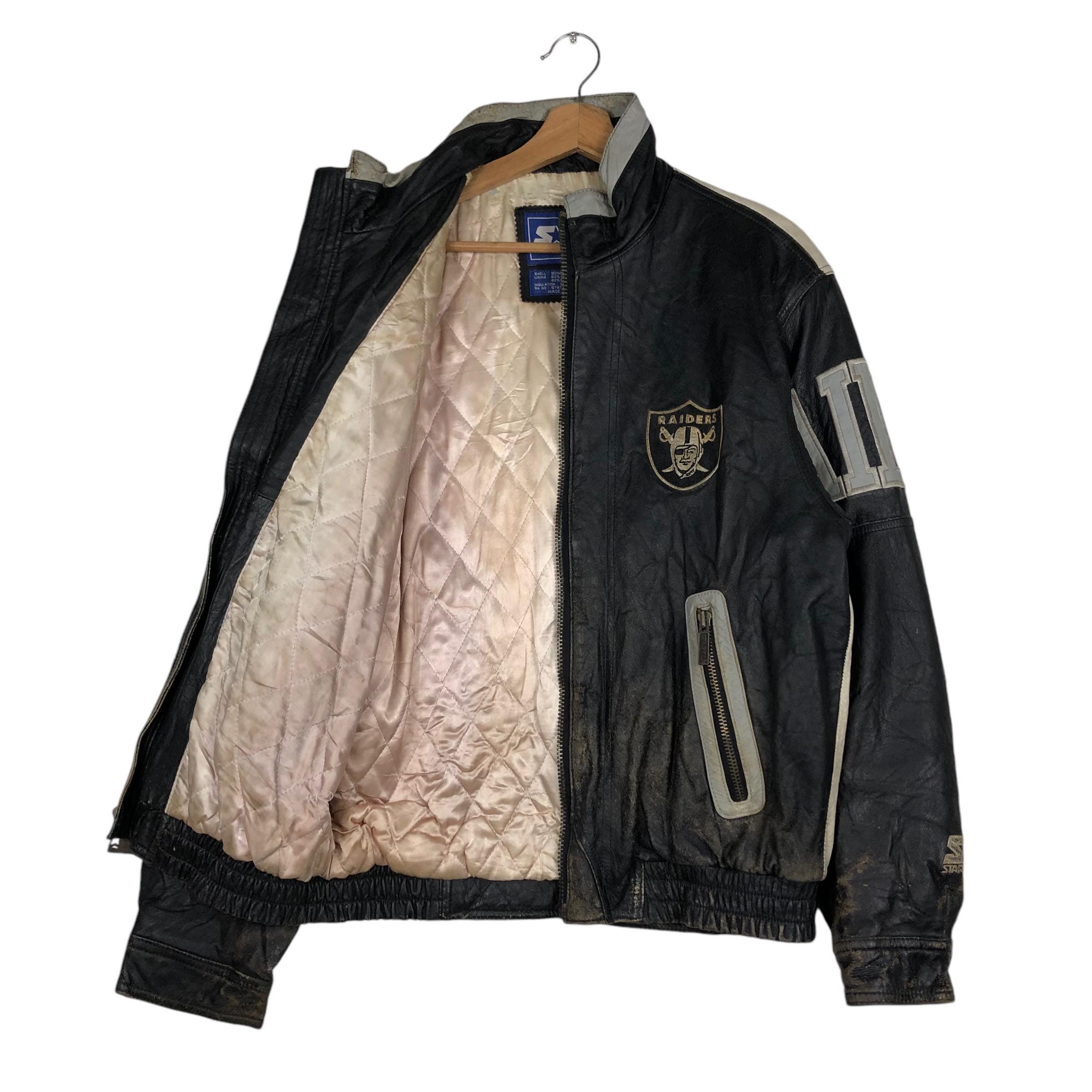 Vintage Leather Jacket Starter Raiders NFL Big Logo - Etsy