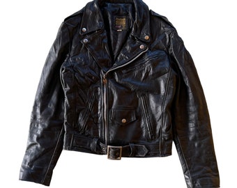 Vintage Lesco Leathers Brown Leather Motorcycle Jacket Sz 42 - Etsy