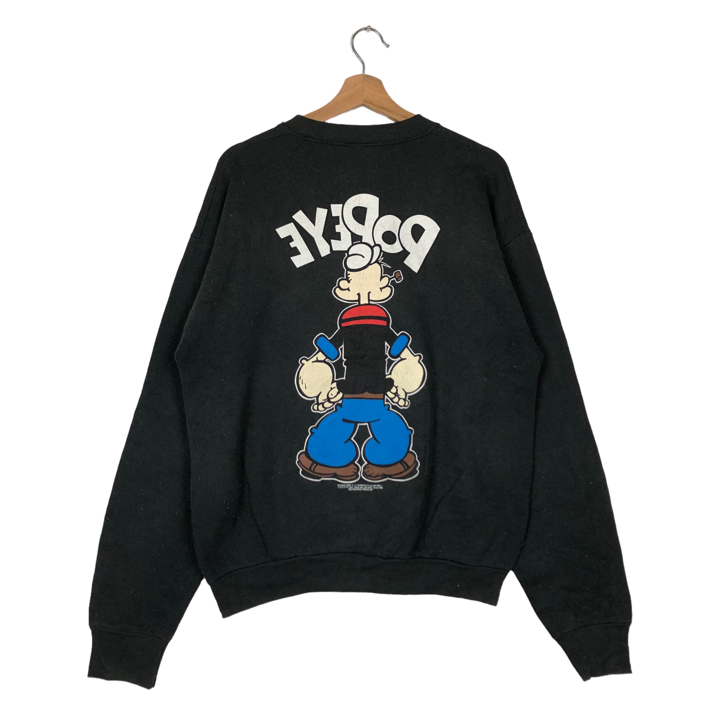 【oan】Parfal Vintage Sweatshirt PICK!!! Vintage Popoye Mirror Design Big Logo Crewneck