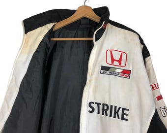 Vintage Honda Racing Biker Jacket, Lucky Strike Logo (XXL) - Etsy
