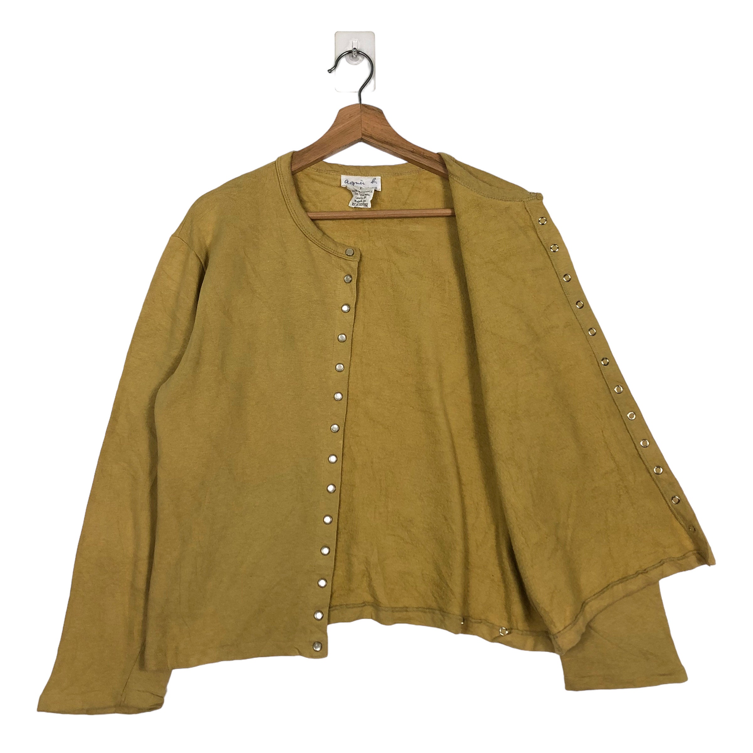 Vintage 90s Agnes B Paris Snap Button Cardigan Brown Made in