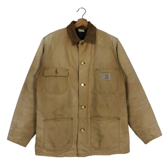 Vintage 90s Carhartt Chore Jacket, Detroit Duck Canvas, Blanket