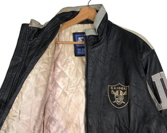 Vintage Leather Jacket Starter Raiders NFL Big Logo - Etsy