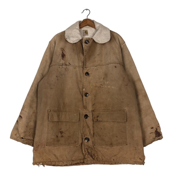 PICK!!! Vintage 80's Carhartt Chore Work Jacket Rusty Worn