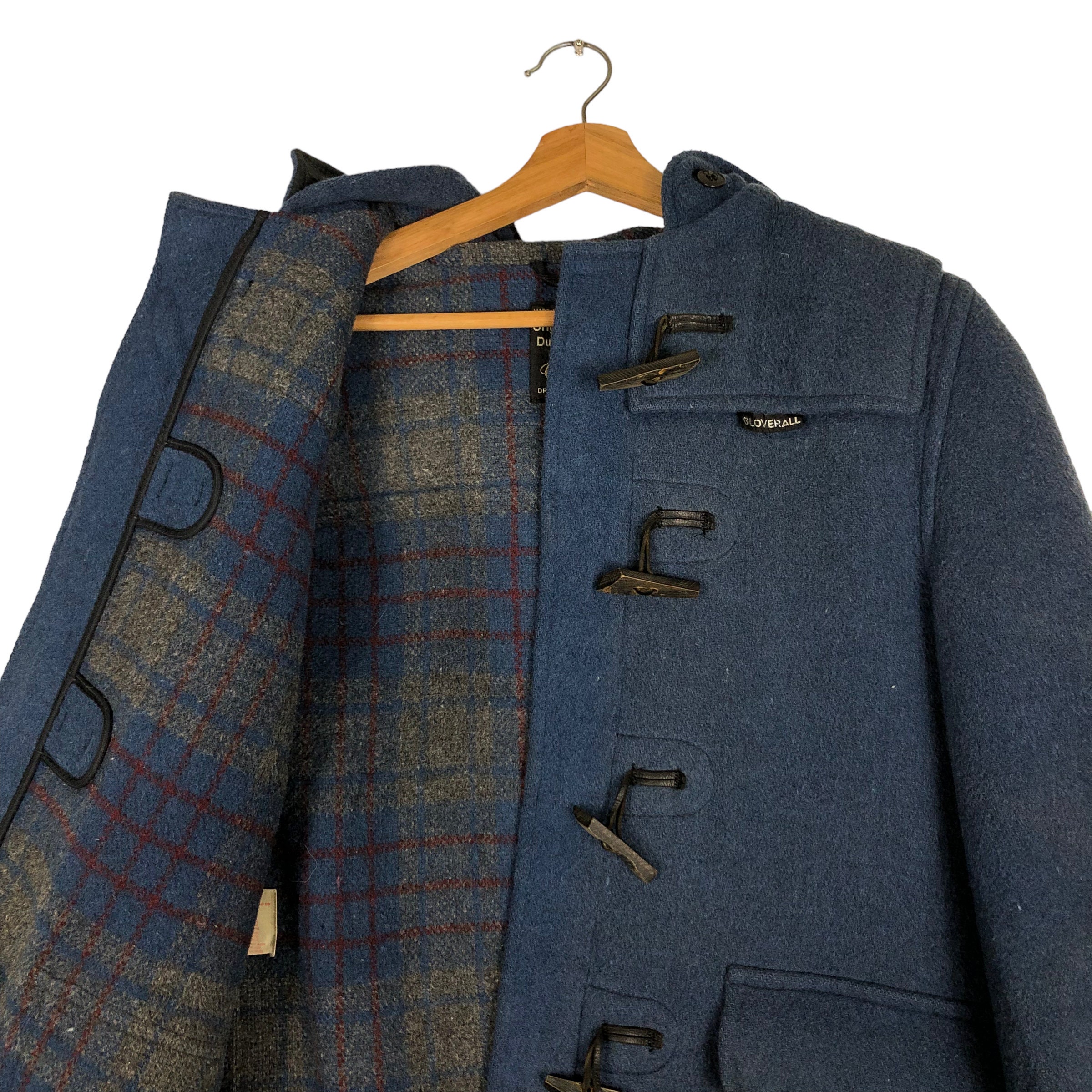 Vintage Gloverall Duffle Coat Blue Wool Toggle Closure Hooded