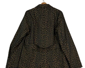 Vintage Fendi Zucca Leopard Print Long Jacket, Made in Italy