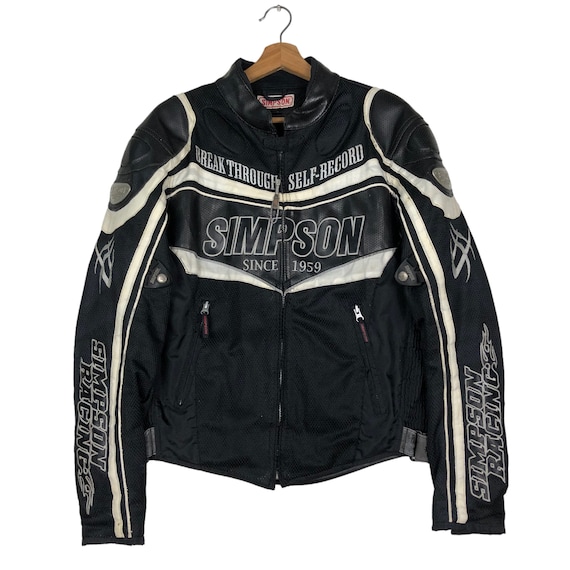 Vintage Biker Jacket With Padding Safety Simpson Racing North