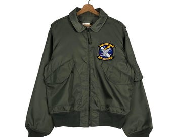 Vintage Bomber Jacket Fly Houston Co Large Size on Tag Fire Resistance Military Collections Jumper Style Very Hard To Find