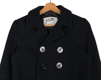 PICK!!! Double Breast Wool Pea Jacket Us 740N Schott USA - Etsy Sweden