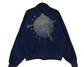 Vintage Avirex Bomber Jacket, Big Logo Back Print, Leather Collar (M)