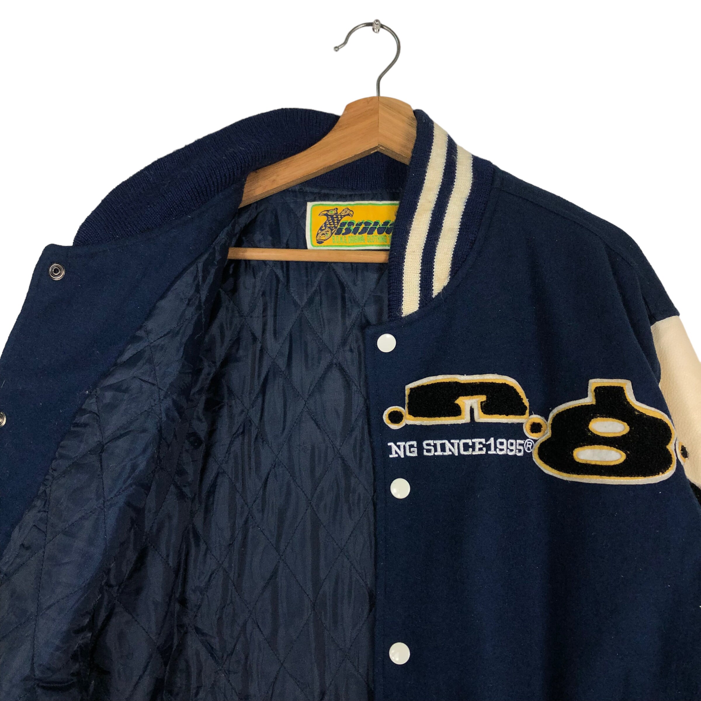 Vintage 90s Embroidered Varsity Jacket, Big Logo Spell Out - Etsy