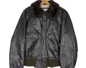 Vintage 1980s Sears the Leather Shop Leather Fur Shearling Collar