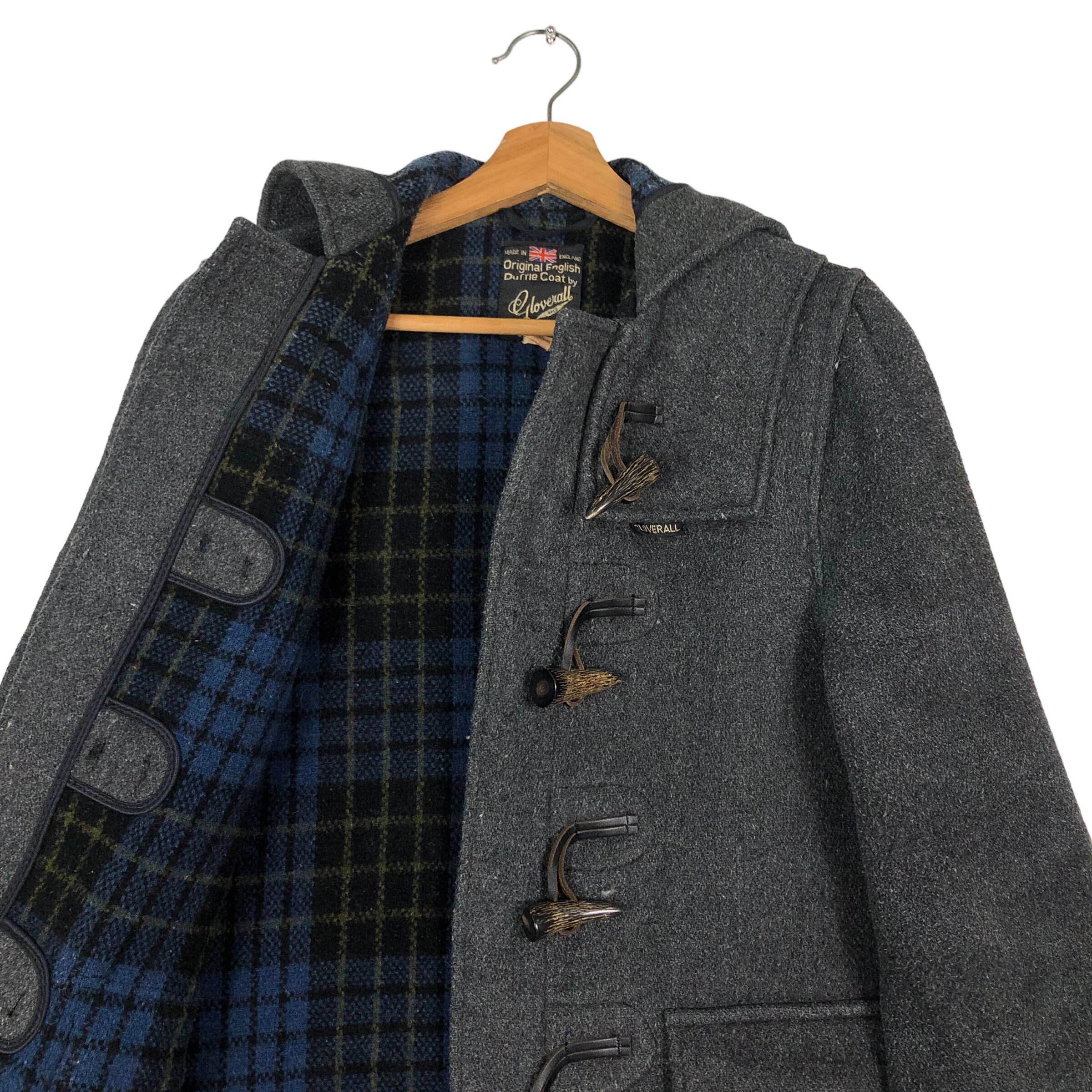 Vintage Gloverall Wool Duffle Coat, Tartan Lined, Herringbone