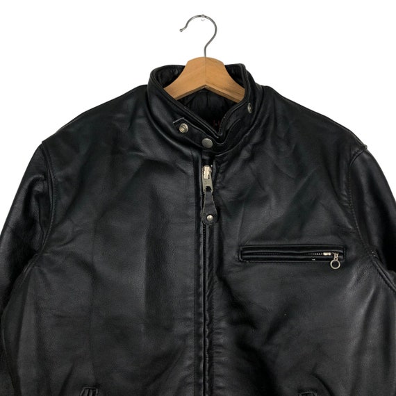 Vintage 80s Horsehide Leather Biker Jacket, Schott Cafe Racer