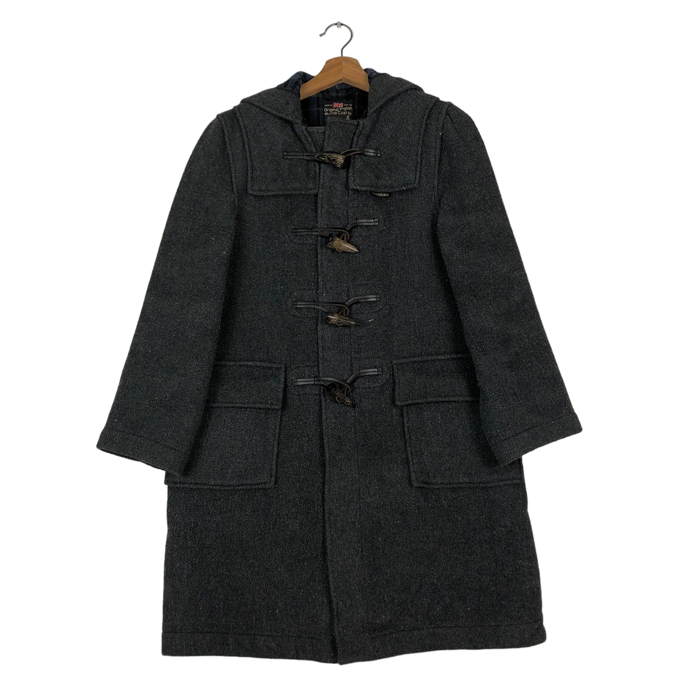 ジャケット・アウター OLD ENGLAND Wool Herringbone Duffle Coat Vintage Gloverall Wool Duffle Coat, Tartan Lined, Herringbone