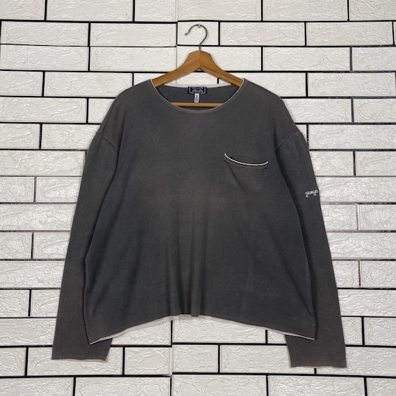 Armani Collezioni, PICK!!! Vintage Giorgio Armani Collezioni Made in Italy Minimalist Knit Sweater Grey Wool Blend