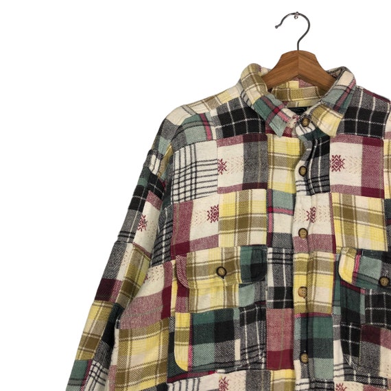PICK!!! Vintage Flannel Jacket Patchwork Design K… - image 5