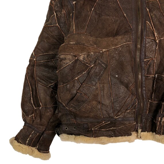 Vintage Patchwork Shearling B3 Bomber Jacket, She… - image 4