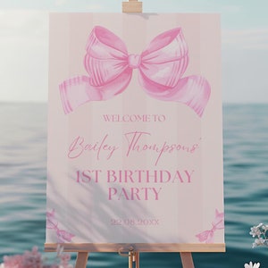 "Girls Just Wanna Be One" Pink Bow Wall Decal - First Birthday Party Backdrop Decor