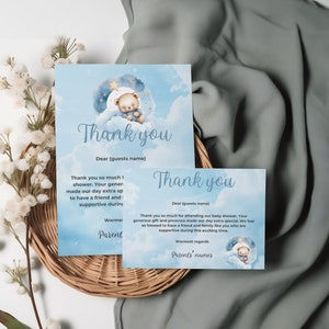 Bearbeitbare Wolke Neun Babyparty Dankeskarte, Sternennacht Thema Babyparty, Babyparty Danke Einlegekarte, Babyparty Dankbarkeit