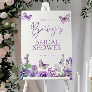 Schmetterlings-Brautdusche Willkommensschild zum Ausdrucken, Lifetime of Butterflies-Willkommensschild, bearbeitbares Schild Küche Tee, Er gibt mir Schmetterlinge