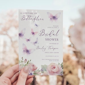 Une vie de papillons faire-part de douche nuptiale, il me donne des papillons, papillon fleurs sauvages imprimable, invitation de douche nuptiale papillon rose