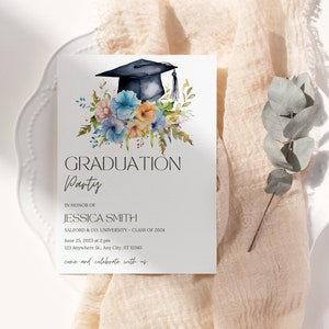 Graduation Invitation Template, Graduation Announcement Invite, Editable Graduation Invite, Class Of 2024, High School Graduation